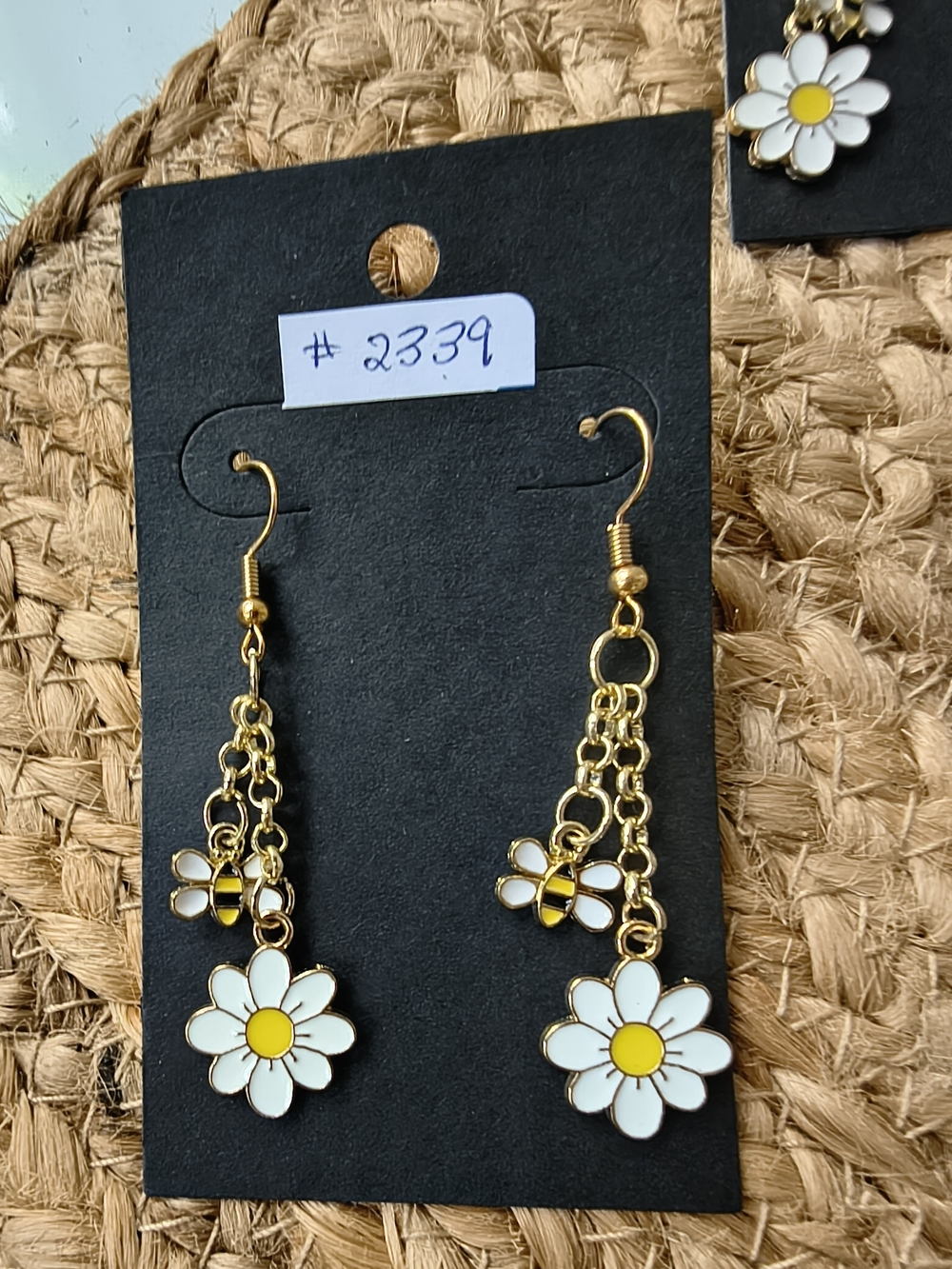 Daisy Drop Earrings - White & Yellow Floral Dangle